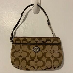 Coach Park Signature Canvas Brown Patterned Women's Wristlet